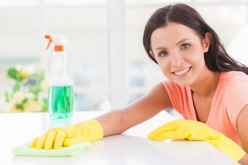 Professional carpet cleaner in Finchley working on a living room carpet