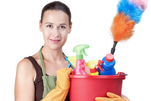 Cleaning staff following safe work practices during routine site cleaning
