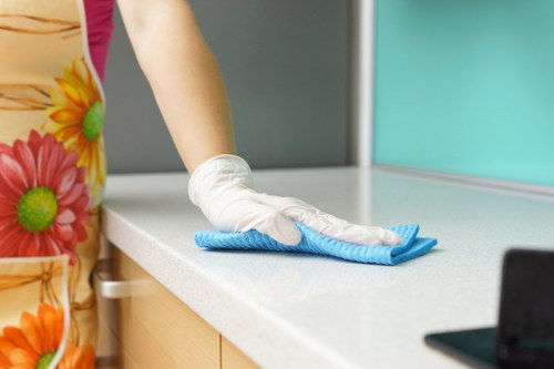 Cleaner preparing equipment as part of insured safety procedures